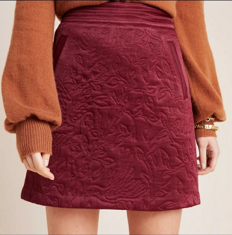 NWT Anthropologie Maeve Beatrice Quilted Mini Skirt